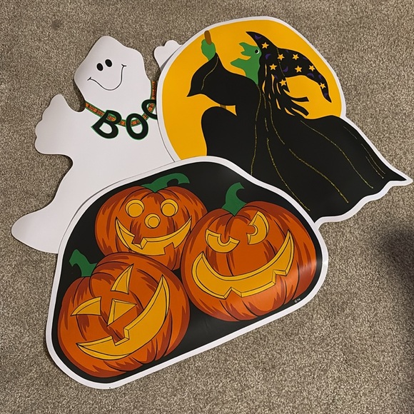 Halloween Vinyl Placemat Kmart Vintage PumpkinTime Set (3) Pumpkins, Ghost Witch - Picture 4 of 16